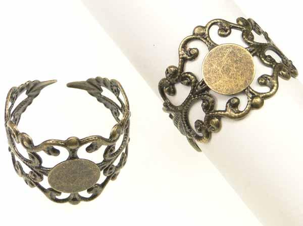 Dark Antique Brass Plate Finger Ring Adjustable