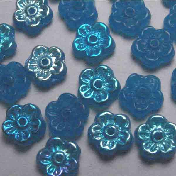 Dark Aqua Ab 7X3MM Flower Rondelle