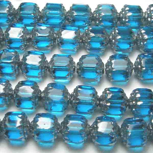 Dark Aqua with Silver 8MM Cathedral Bead