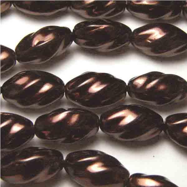 Dark Brown 14x8MM Twisted Oval Pearl