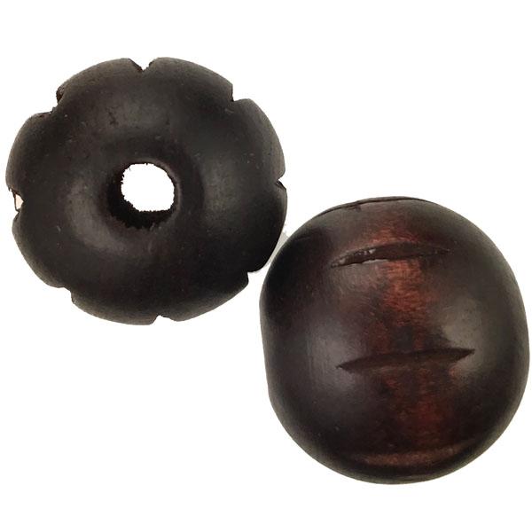 Dark Brown 25MM Incised Wood Ball With 5.5MM Hole