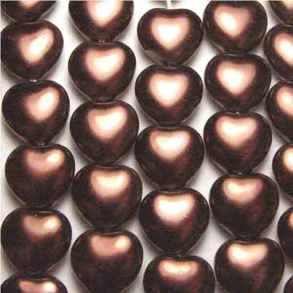 Dark Brown 8MM Pearlized Heart