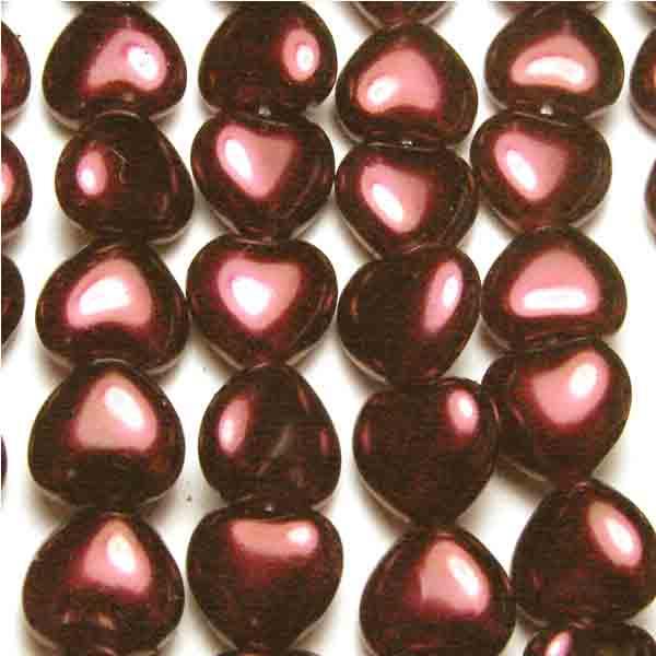 Dark Copper Mauve 6MM Pearlized Heart