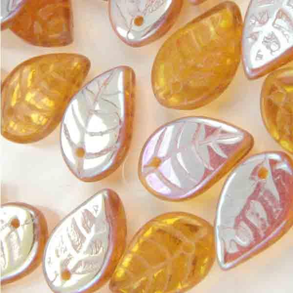 Dark Topaz Ab Leaf 12X8MM Front to Back Hole