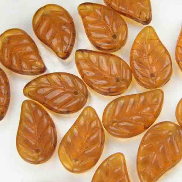 Dark Topaz Leaf 14X9MM Front to Back Hole