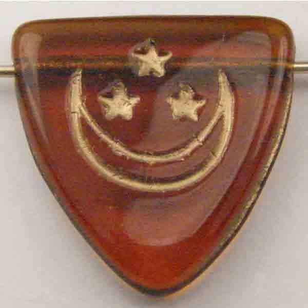 Dark Topaz with Gold Moon and Star 17MM Triangle