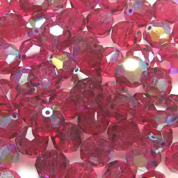 Dk Rose (Ruby) AB 8MM Cut Swarovski Ball