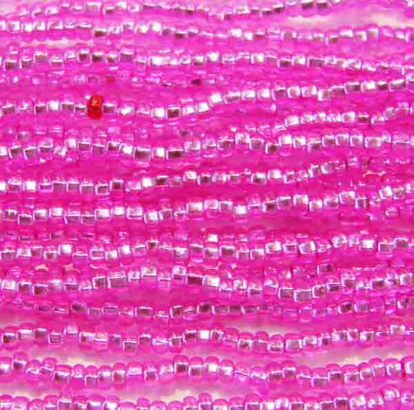 Dyed Hot Pink Silver Lined 11/0 Seed Bead