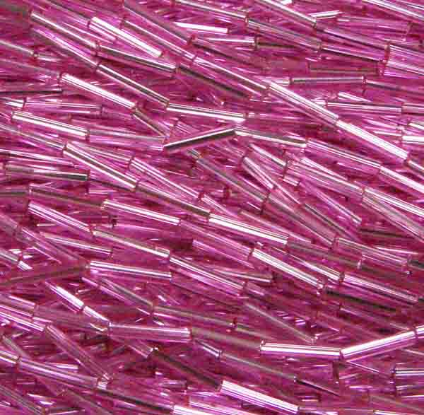 Dyed Pink Silver Lined Size 5 (12MM) Bugle Bead