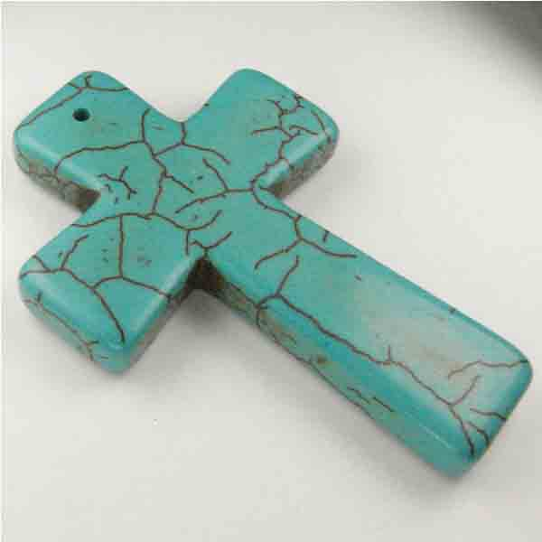 Dyed Turquoise Howlite Cross