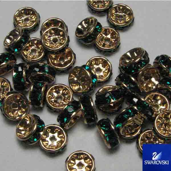 Emerald/Gold Swarovski Crystal Rhinestone Rondelle