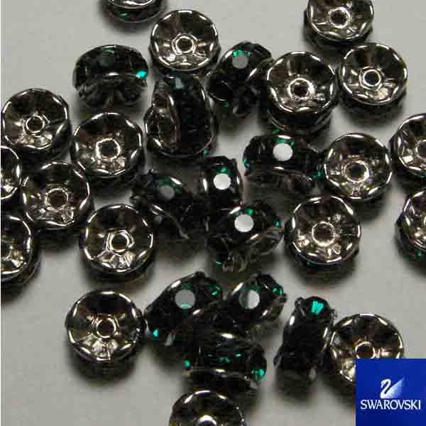 Emerald/Silver 6MM Swarovski Crystal Rhinestone Rondelle