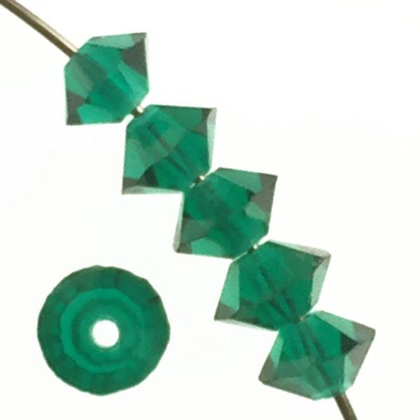 Emerald 5x3MM Flattened Bicone Machine Cut Spaecer Bead