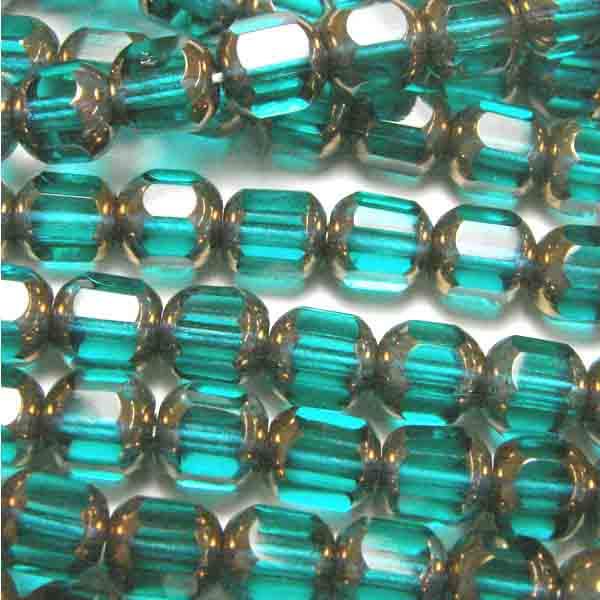 Emerald 6MM Cathedral Bead With Gold Ends