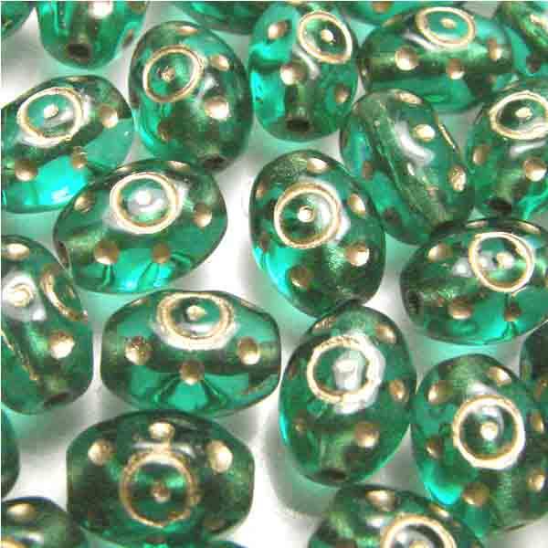 Emerald 9X6MM Oval With Gold Dots And Eye Detail