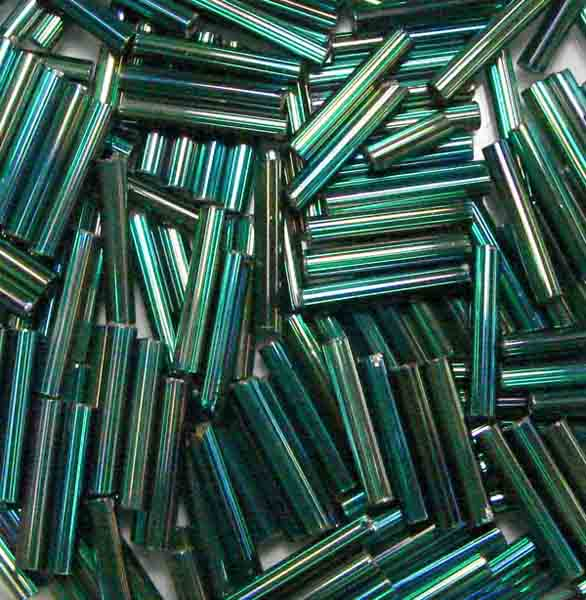 Emerald AB Silver Lined Size 5 (12MM) Bugle Bead