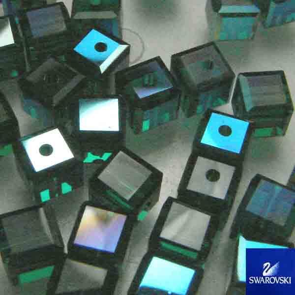 Emerald Ab 4MM Swarovski 5601 Cube Bead