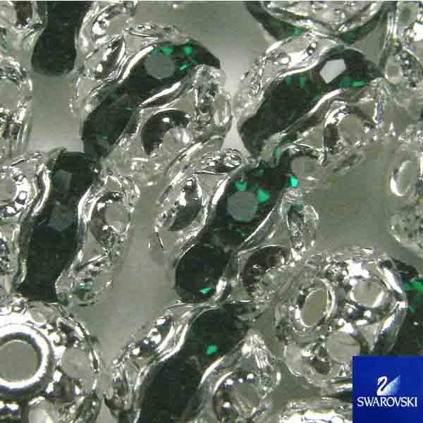 Emerald Rhinestone with Silver Plate Filigree 6MM Swarovski Ball