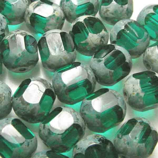 Emerald With Granite (Picasso) 8MM Window Bead