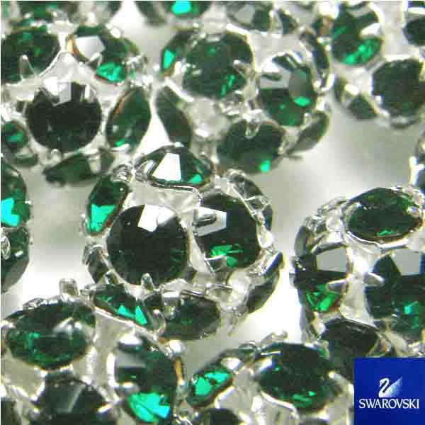 Emerald with Silver 8MM Swarovski Rhinestone Ball Bead