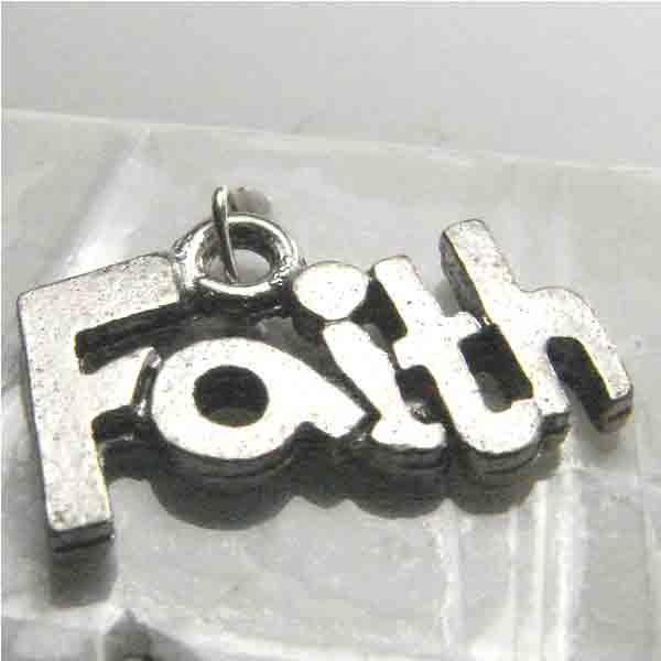 Faith Silver Word Charm 11mm