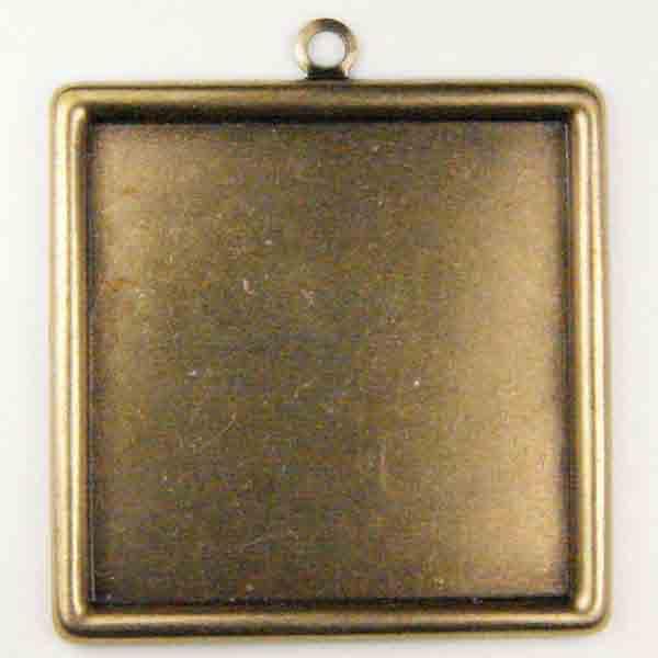 Frame/Setting Antique Brass 25MM Square With Loop