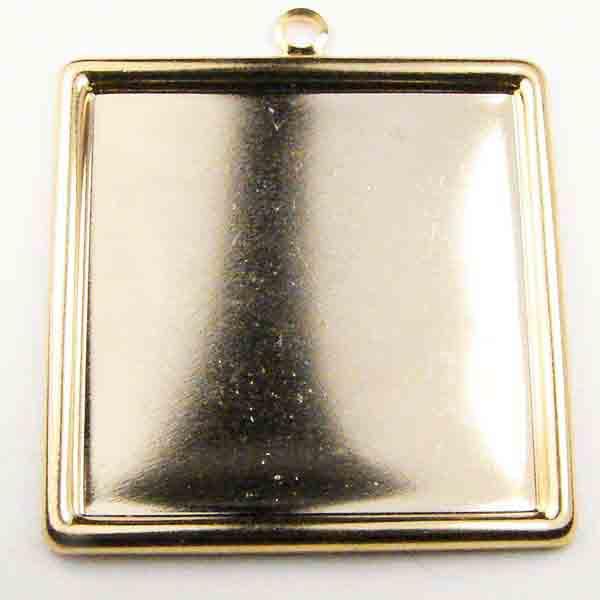 Frame/Setting Gold Plate 25MM Square With Loop