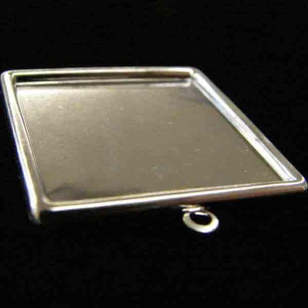 Frame/Setting Silver Plate 25MM Square With Loop