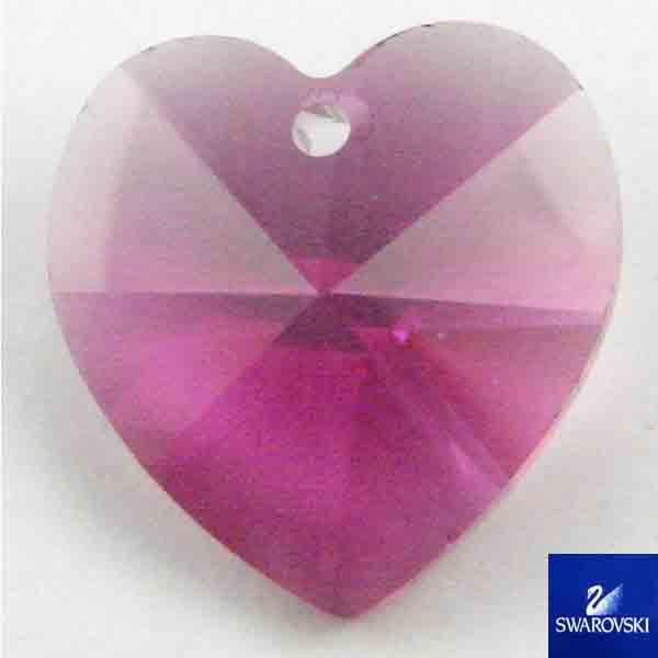 Fuchsia 14MM Swarovski Heart Pendant