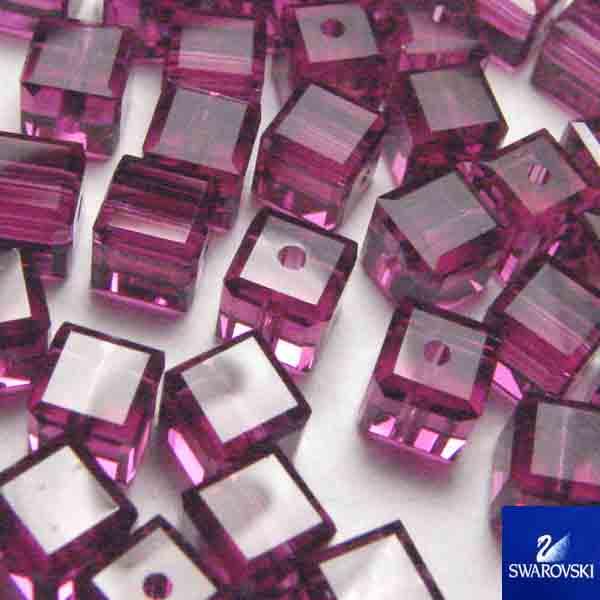 Fuchsia 4MM Swarovski 5601 Cube