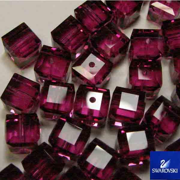 Fuchsia 6MM Cut Cube Swarovski