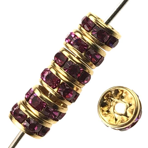 Fuchsia Gold 5MM Swarovski Rhinestone Rondelle