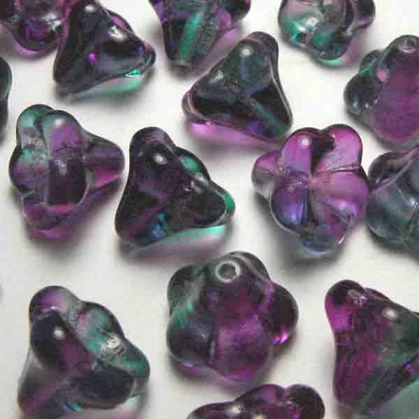 Fuchsia With Emerald 2 tone 10x12MM Bell Flower