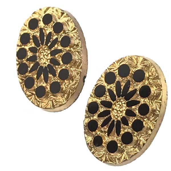 Gold 14X10MM with Jet Circles