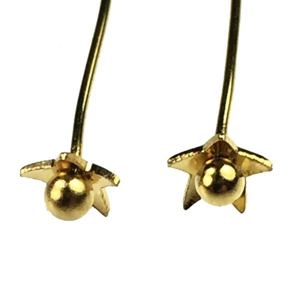 Gold 2 inch 24 gauge Headpin with Ball and Star