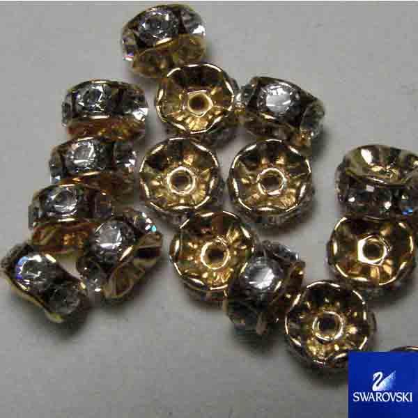 Gold 6x3.5MM Swarovski Crystal Rhinestone Rondelle