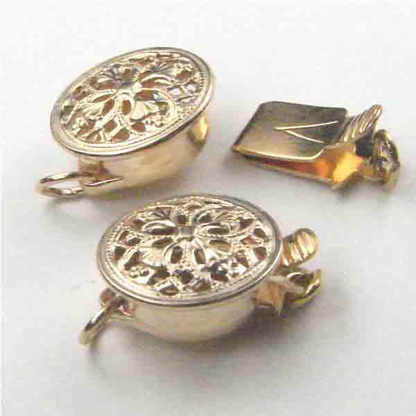 Gold Filled 9MM Round Filigree Box Clasp