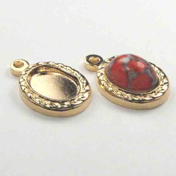 Gold Pendant Setting For 8X6MM Stone
