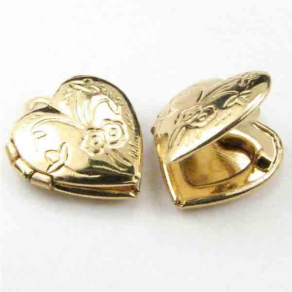 Gold Plate 10MM Floral Heart Locket