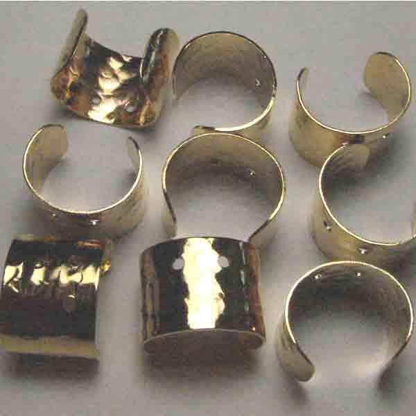 Gold Plate 10MM Hammered Ear Cuff With 2 Holes
