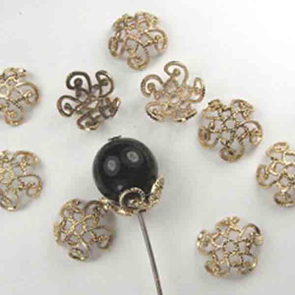 Gold Plate 10MM Textured Filigree Bead Cap