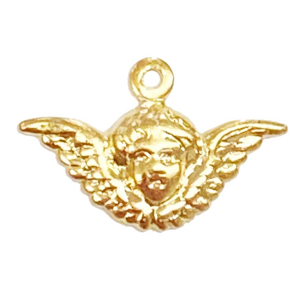 Gold Plate 10x15MM Cherub Face With Wings
