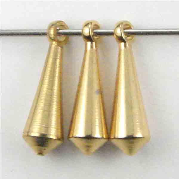 Gold Plate 13x4.5MM Tapered Solid 3D Cone