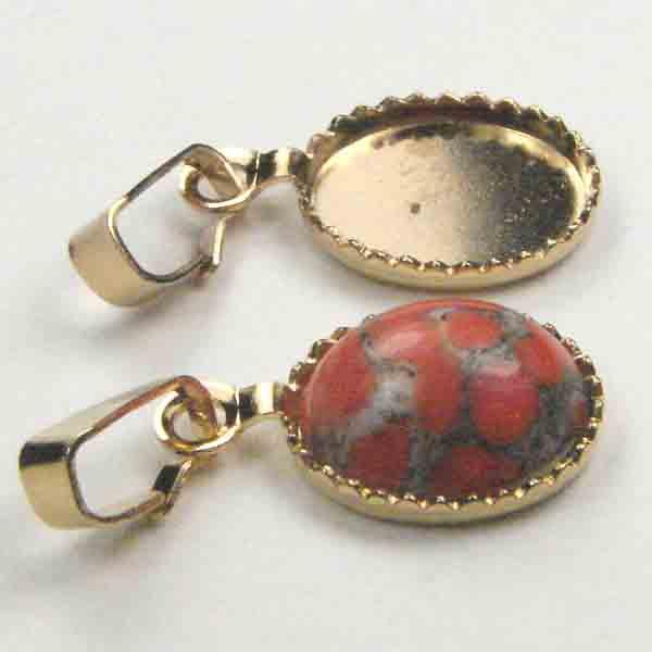 Gold Plate 10x8MM Cabochon Setting With Bail Hanger