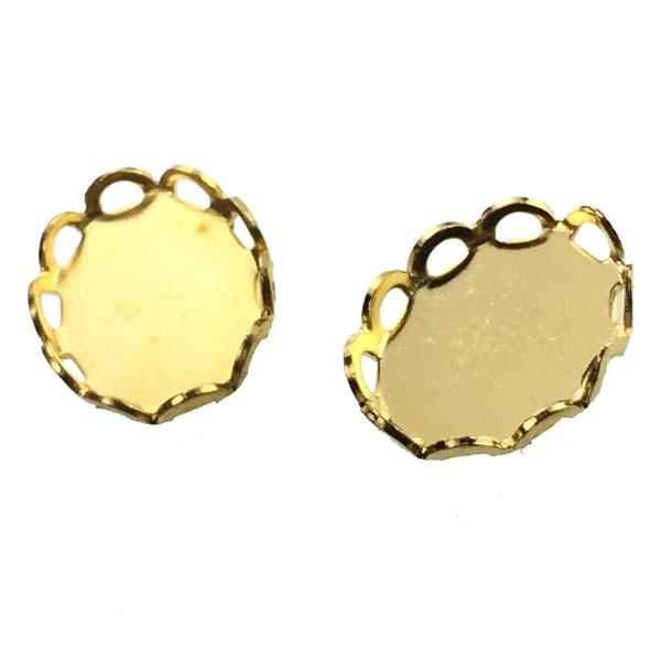 Gold Plate 10x8MM Lace Edge Cabochon Setting Bezel