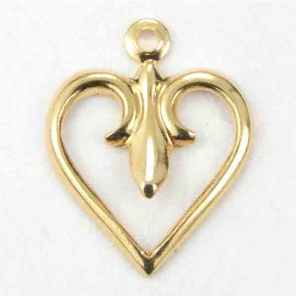 Gold Plate 11MM Heart With Fleur De Lis