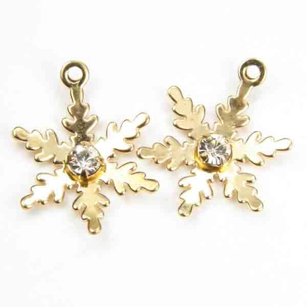 Gold Plate 11MM Snowflake With Crystal Rhinestone