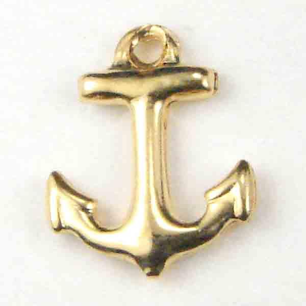 Gold Plate 11x9MM Hollow Stamped Anchor