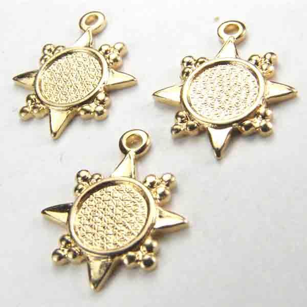 Gold Plate 12MM Star Pendant With 6MM Setting