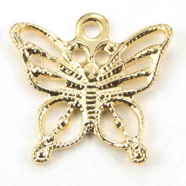 Gold Plate 12x10MM Filigree Butterfly